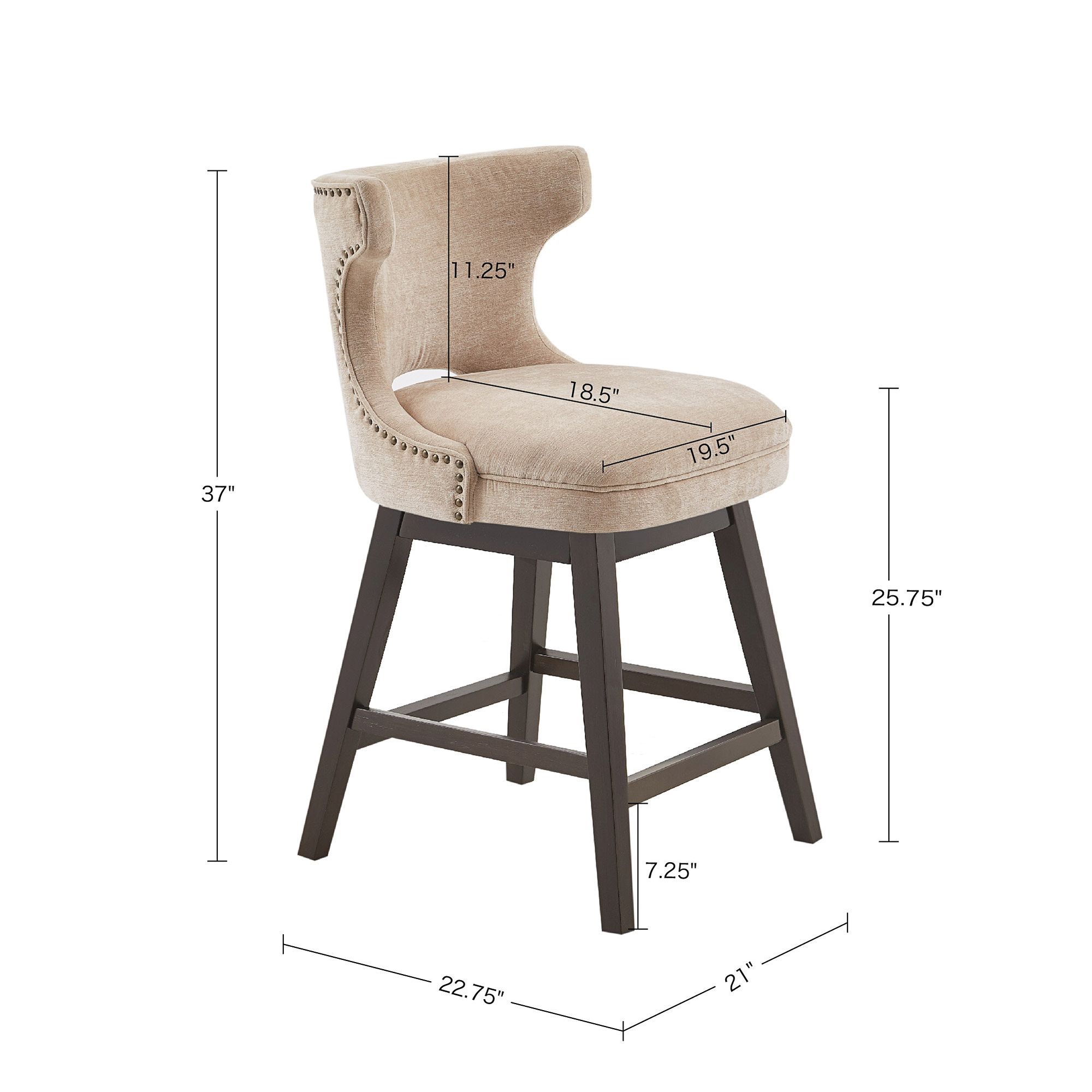 Madison Park Janet 25 3/4" High Beige Fabric Swivel Counter Stool in scene