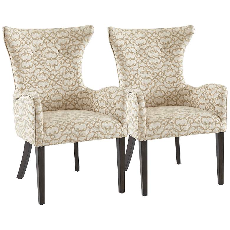 Image 1 Madison Park Jenn 25" Wide Modern Tan Fabric Dining Chairs Set of 2