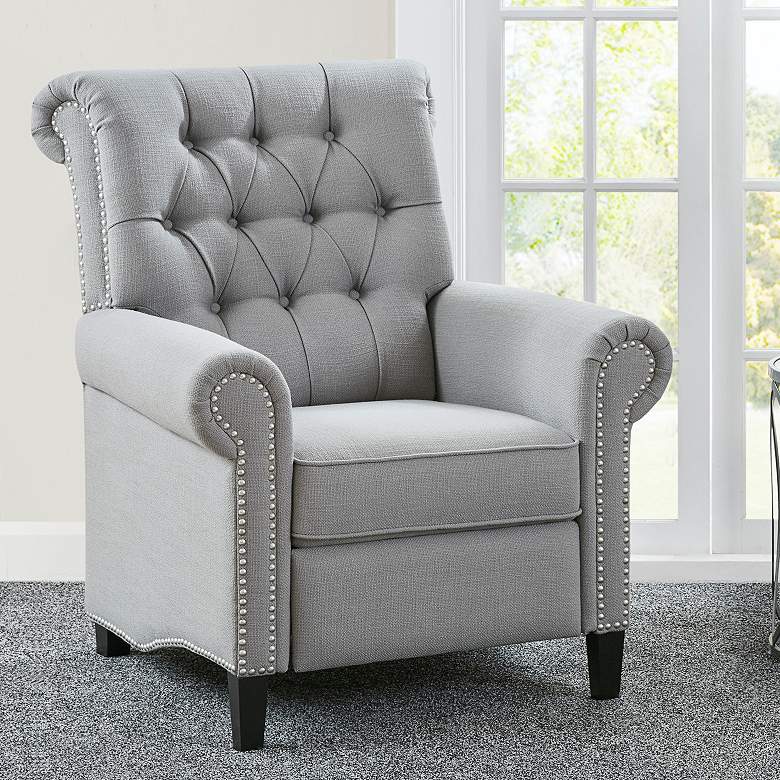 Image 1 Madison Park Jetta 32 1/4" Wide Gray Fabric Tufted Push Back Recliner