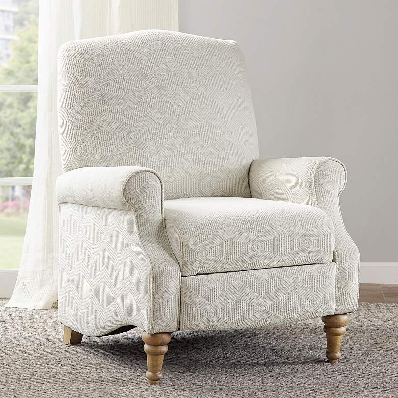 Image 1 Madison Park Jimmy 32 1/4" Wide Ivory Fabric Push Back Recliner Chair