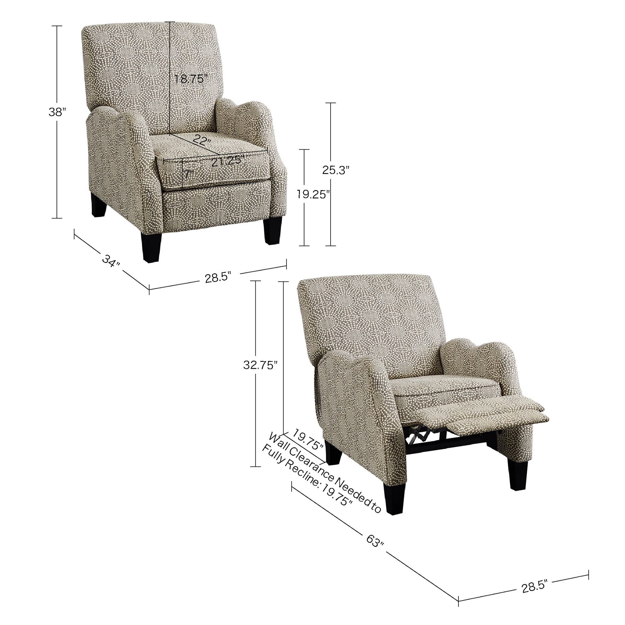 Madison Park Lerna 28 1/2" Wide Beige Push Back 3-Way Recliner Chair