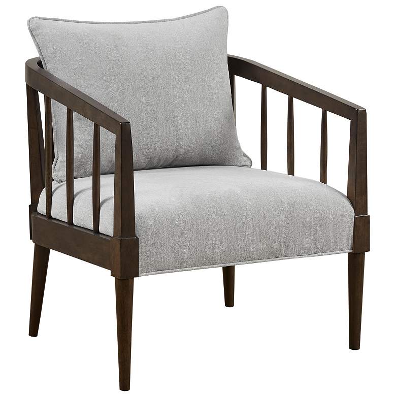 Image 1 Madison Park Light Grey Percy Spindle Accent Armchair with Removable Pillow