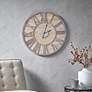 1_Madison Park Mason 23 1/2" Round Natural Wood Wall Clock