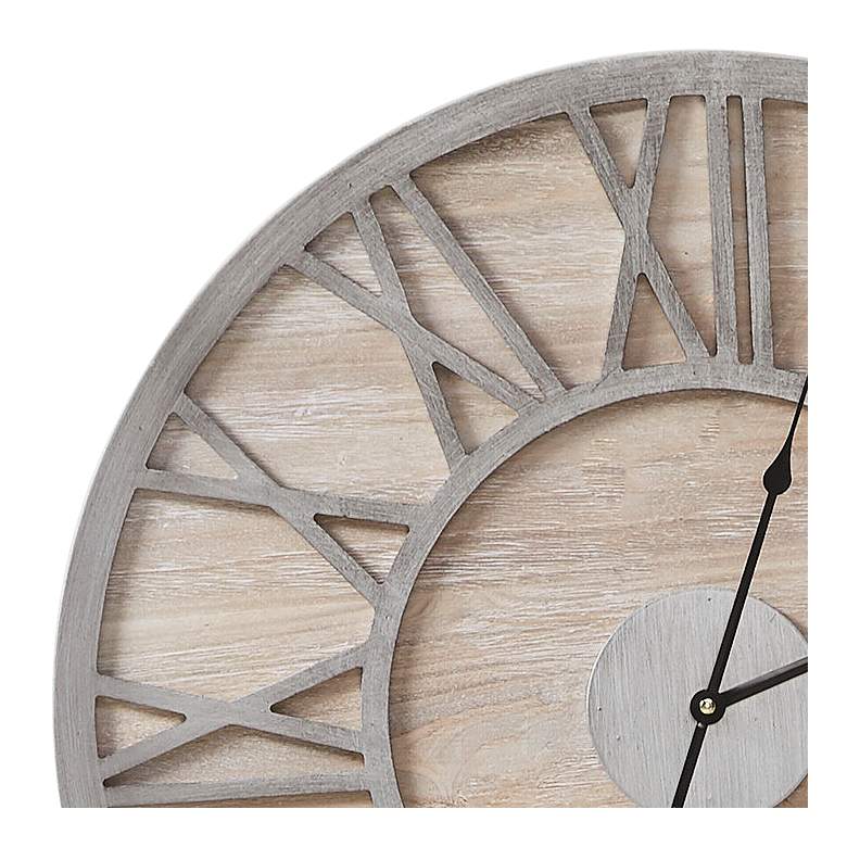 Image 3 Madison Park Mason 23 1/2" Round Natural Wood Wall Clock more views