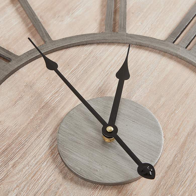 Image 6 Madison Park Mason 23 1/2" Round Natural Wood Wall Clock more views