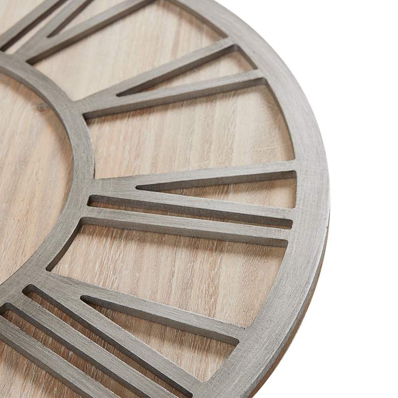 Image 7 Madison Park Mason 23 1/2" Round Natural Wood Wall Clock more views