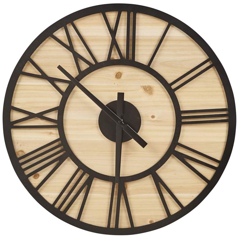 Image 2 Madison Park Natural/Black Mason Wall Clock