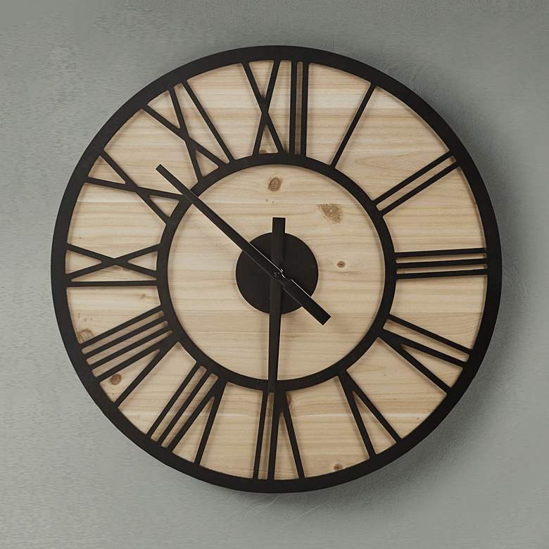 Image 1 Madison Park Natural/Black Mason Wall Clock