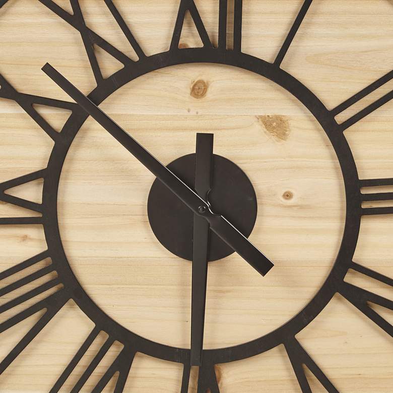 Image 3 Madison Park Natural/Black Mason Wall Clock more views