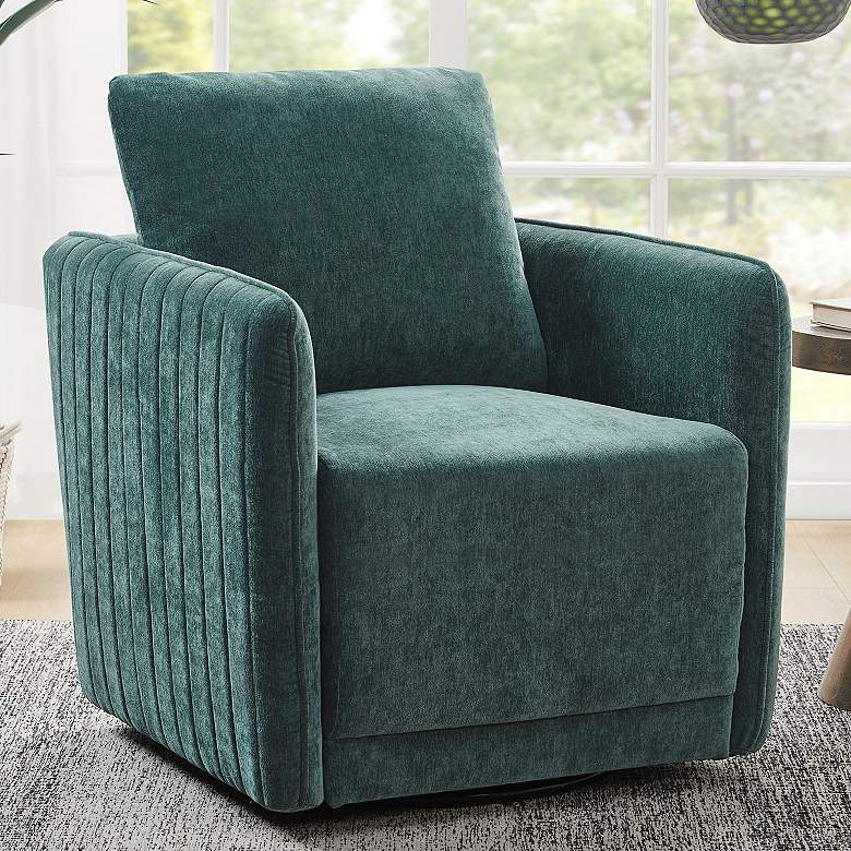 Image 1 Madison Park Paloma 29 1/2" Green Fabric Modern Swivel Accent Chair