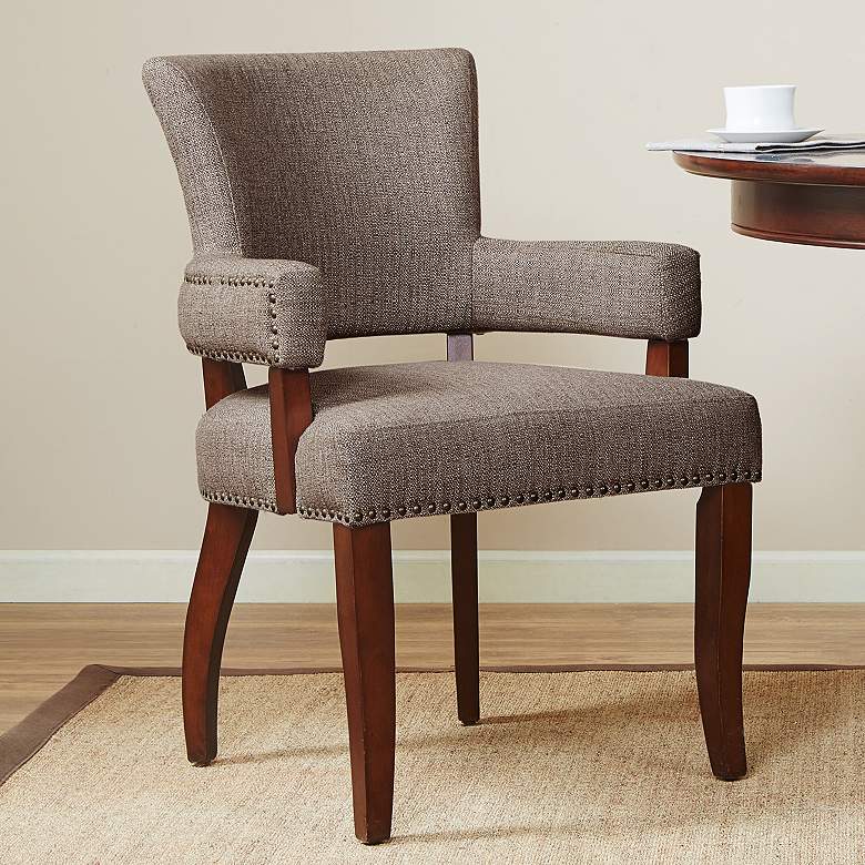 Image 1 Madison Park Parler Collection Brown Fabric Dining Armchair