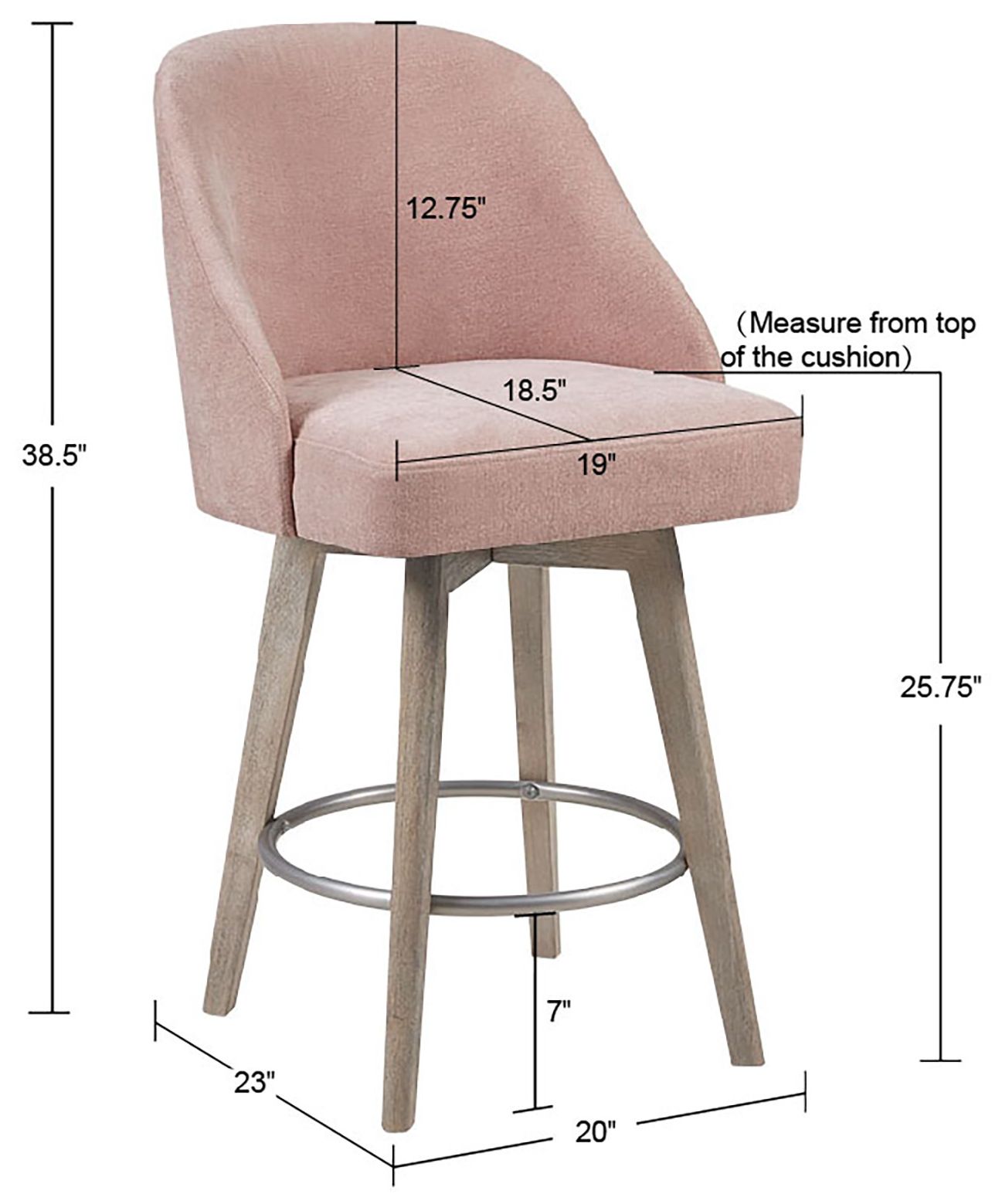 Madison Park Pink Walsh Counter Stool with Swivel Seat