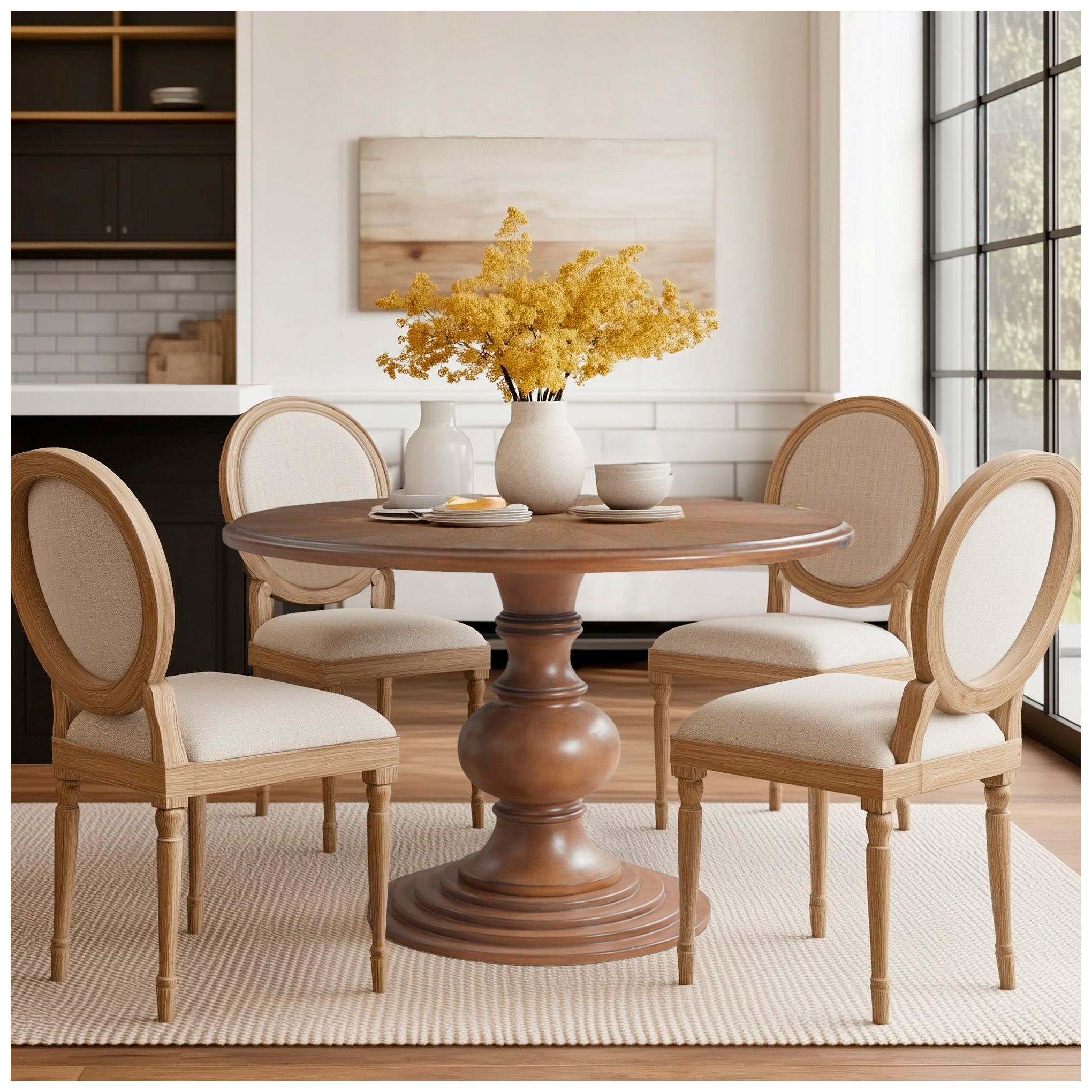 Image 3 Madison Park Reclaimed Walnut Hemlock 46" Round Pedestal Dining Table more views