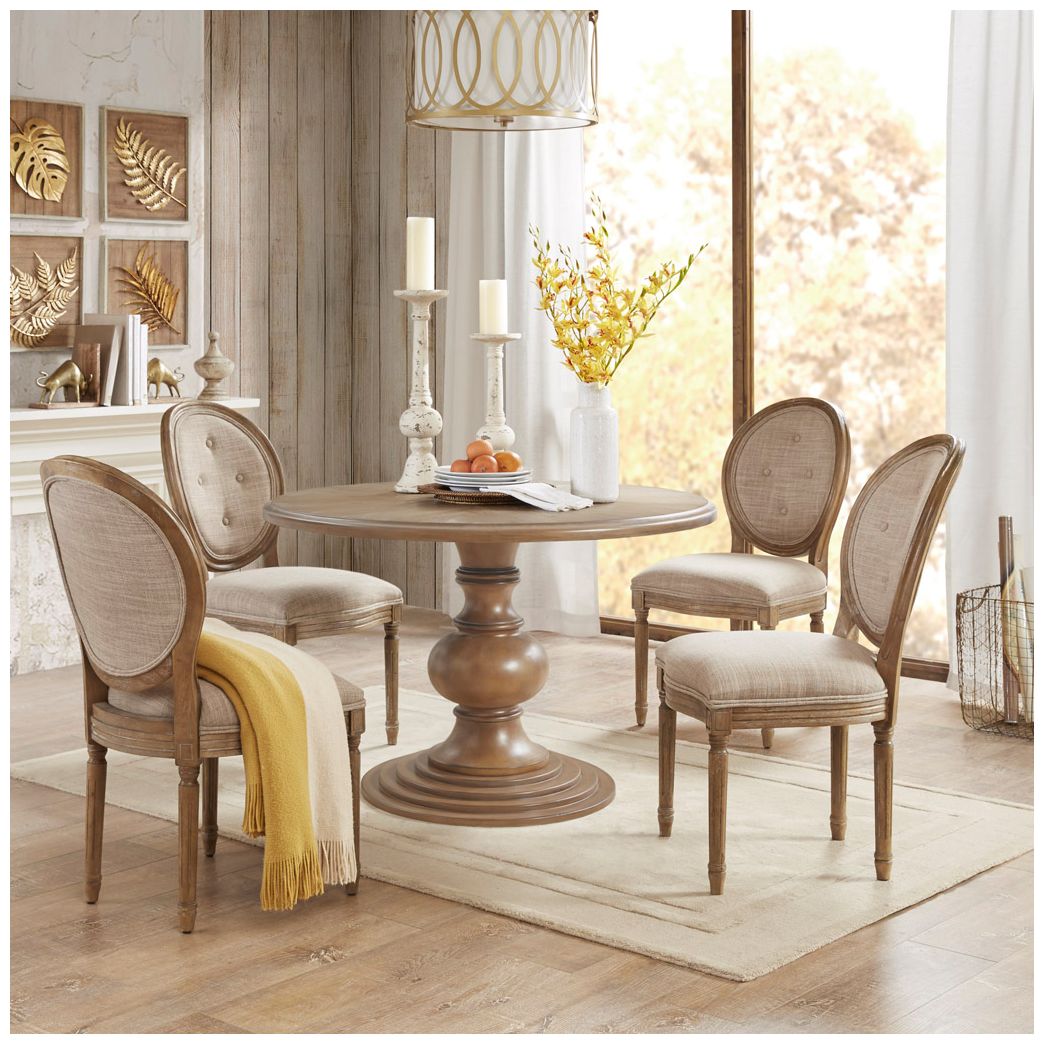 Image 4 Madison Park Reclaimed Walnut Hemlock 46" Round Pedestal Dining Table more views