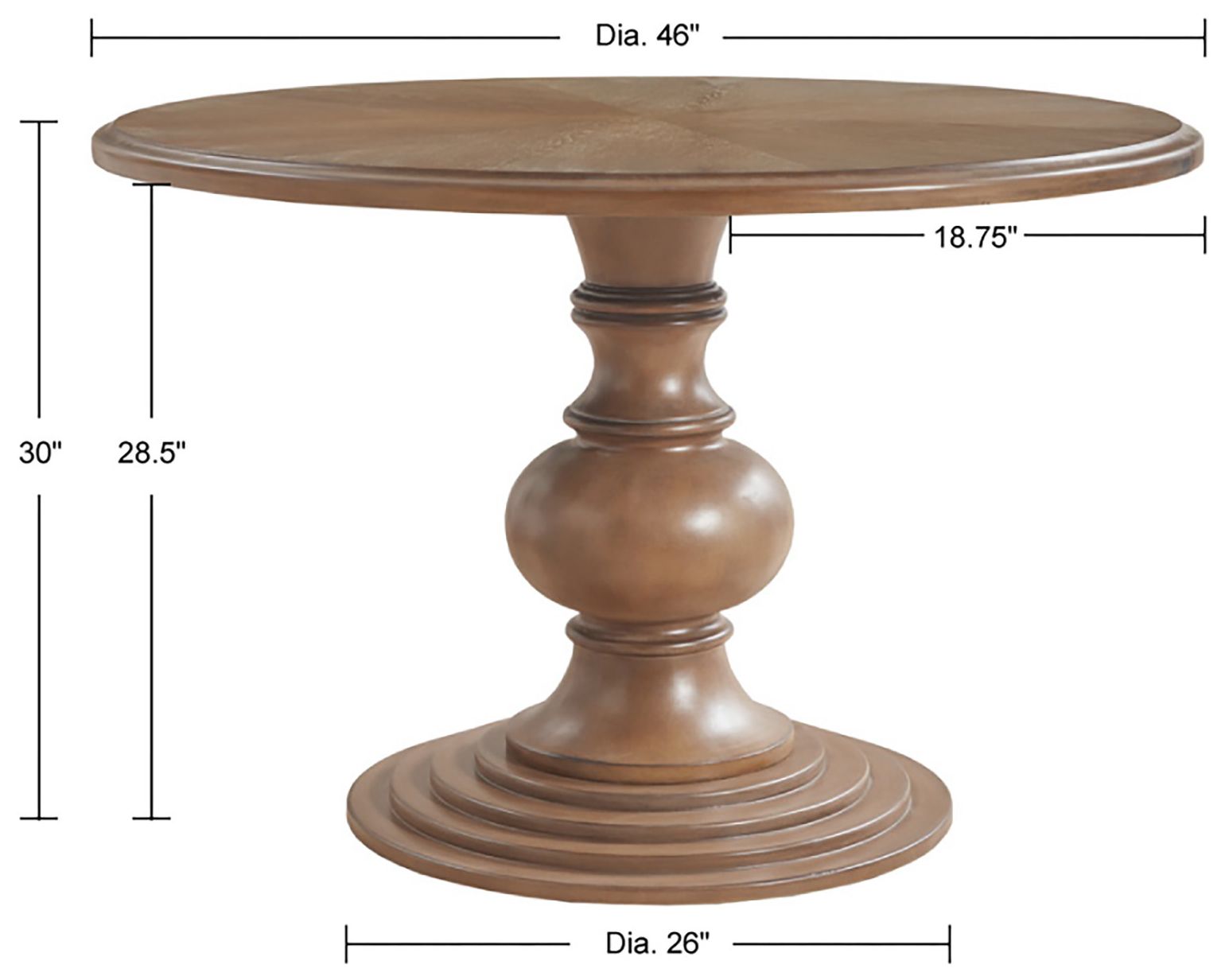 Image 6 Madison Park Reclaimed Walnut Hemlock 46" Round Pedestal Dining Table more views