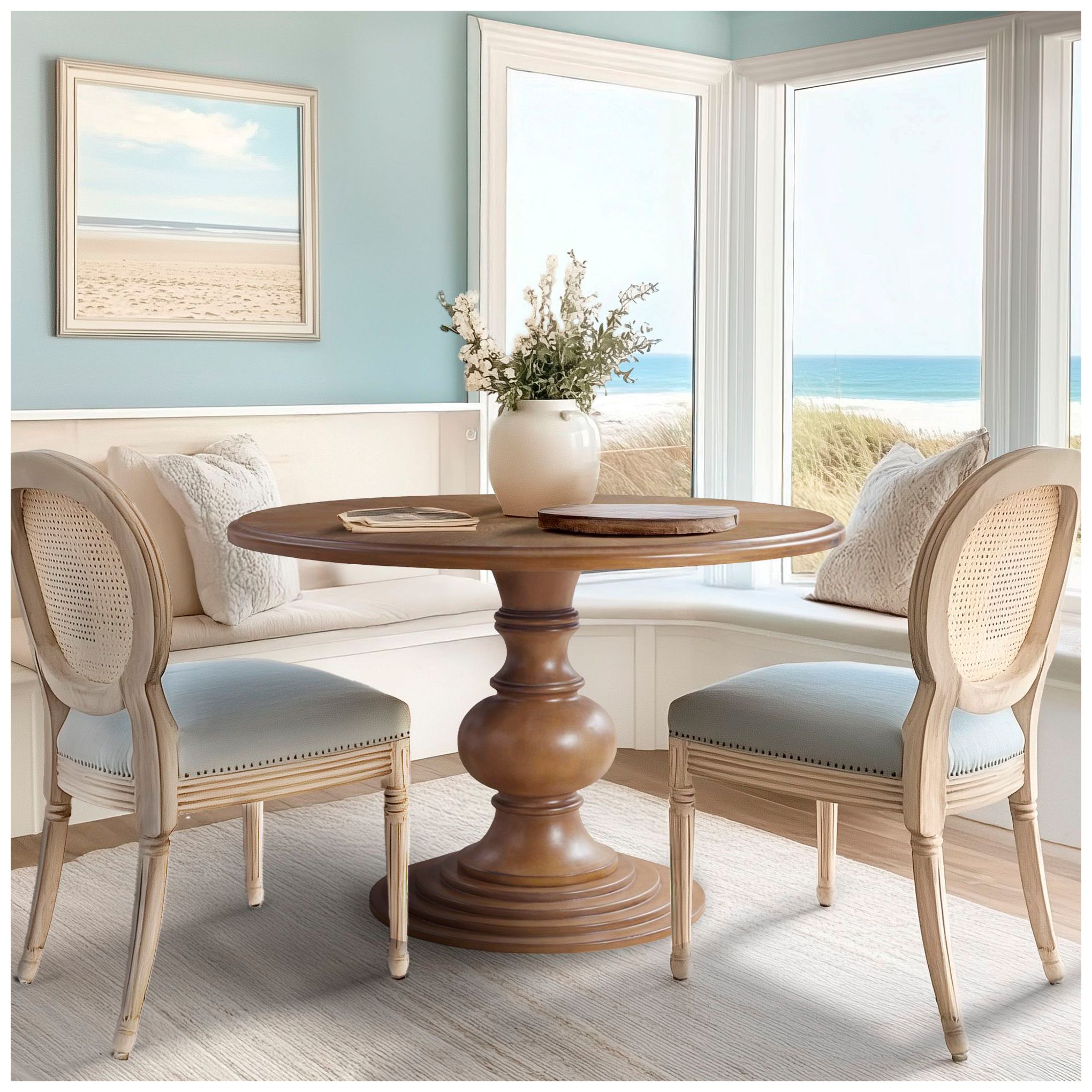 Image 7 Madison Park Reclaimed Walnut Hemlock 46" Round Pedestal Dining Table more views