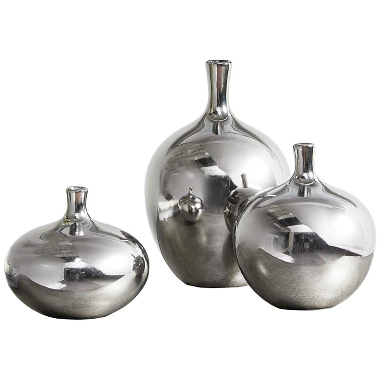 Image 2 Madison Park Signature Ansen Metallic Silver Vases Set of 3
