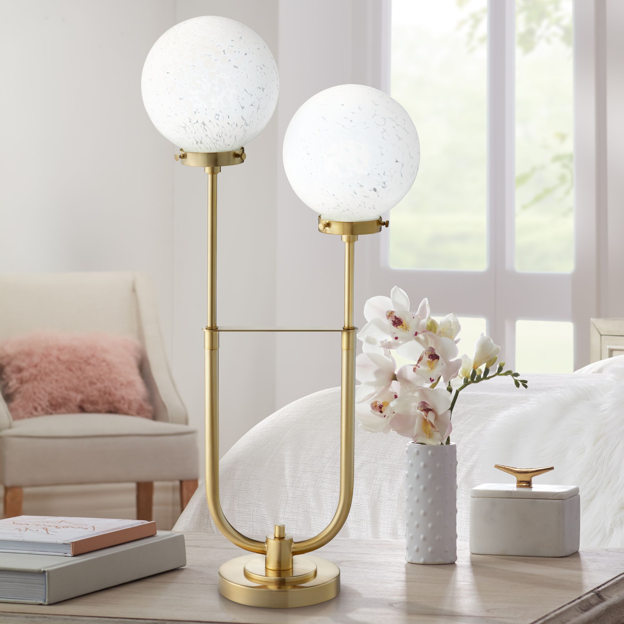 mid century modern gold table lamp