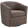 2_Madison Park Tyler 28" Wide Chocolate Woven Fabric Swivel Barrel Chair