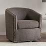 1_Madison Park Tyler 28" Wide Chocolate Woven Fabric Swivel Barrel Chair