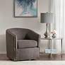 3_Madison Park Tyler 28" Wide Chocolate Woven Fabric Swivel Barrel Chair more views