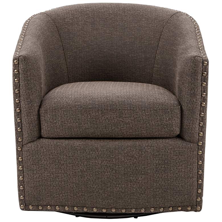 Image 4 Madison Park Tyler 28" Wide Chocolate Woven Fabric Swivel Barrel Chair more views