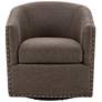 4_Madison Park Tyler 28" Wide Chocolate Woven Fabric Swivel Barrel Chair more views