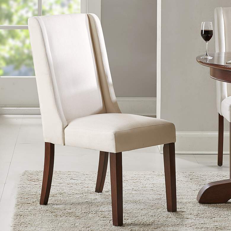 Image 1 Madison Park Victor 27" Wide Cream Wingback Dining Chairs Set of 2