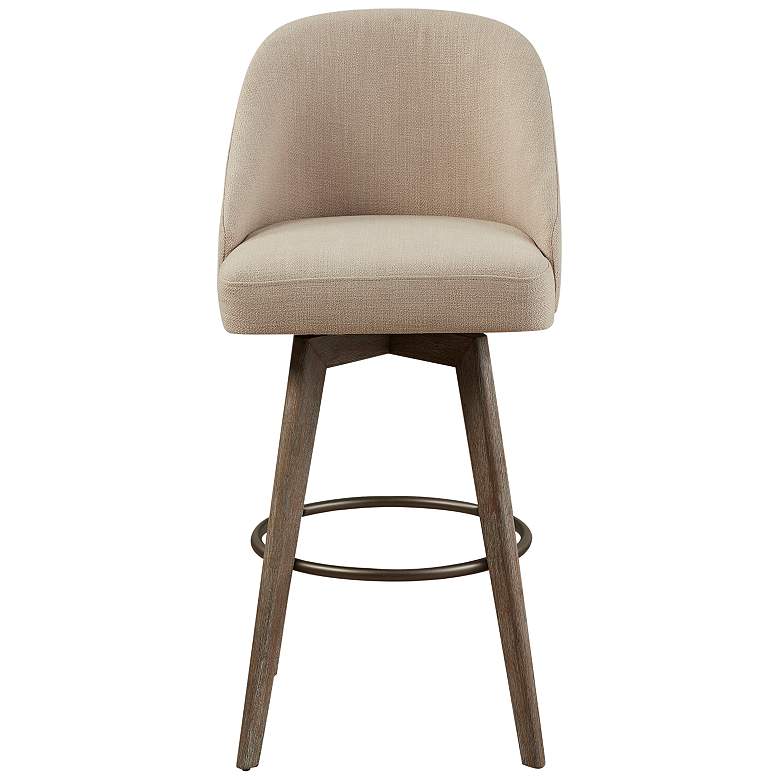 Image 2 Madison Park Walsh 30" Modern Sand Fabric Swivel Barrel Bar Stool