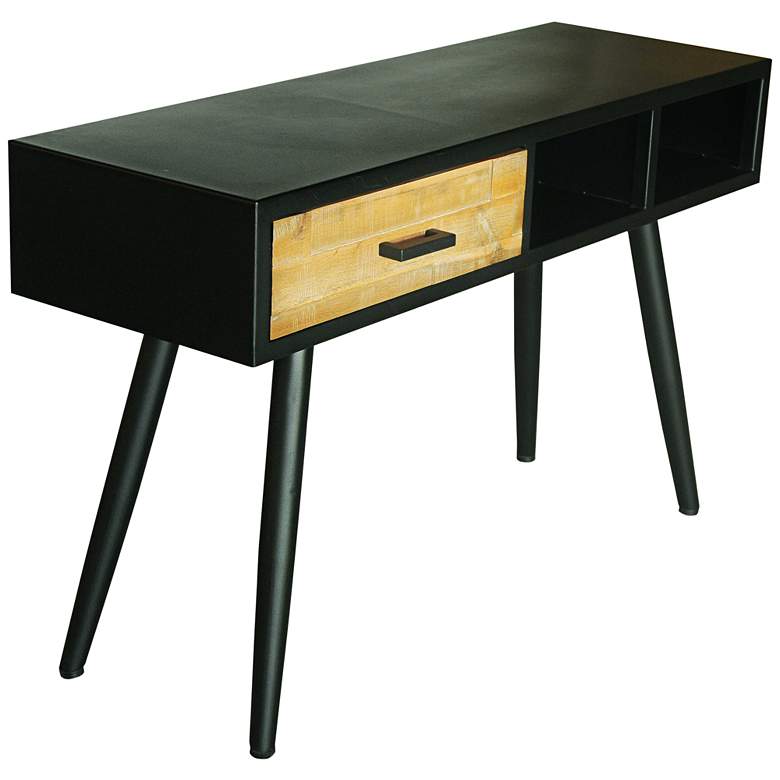 Image 1 Madison Raw Black 1-Drawer Natural Wood Console Table