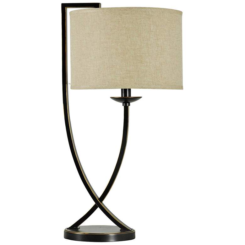 Image 1 Madison Table Lamp - Bronze Finish - Beige Hardback Fabric Shade