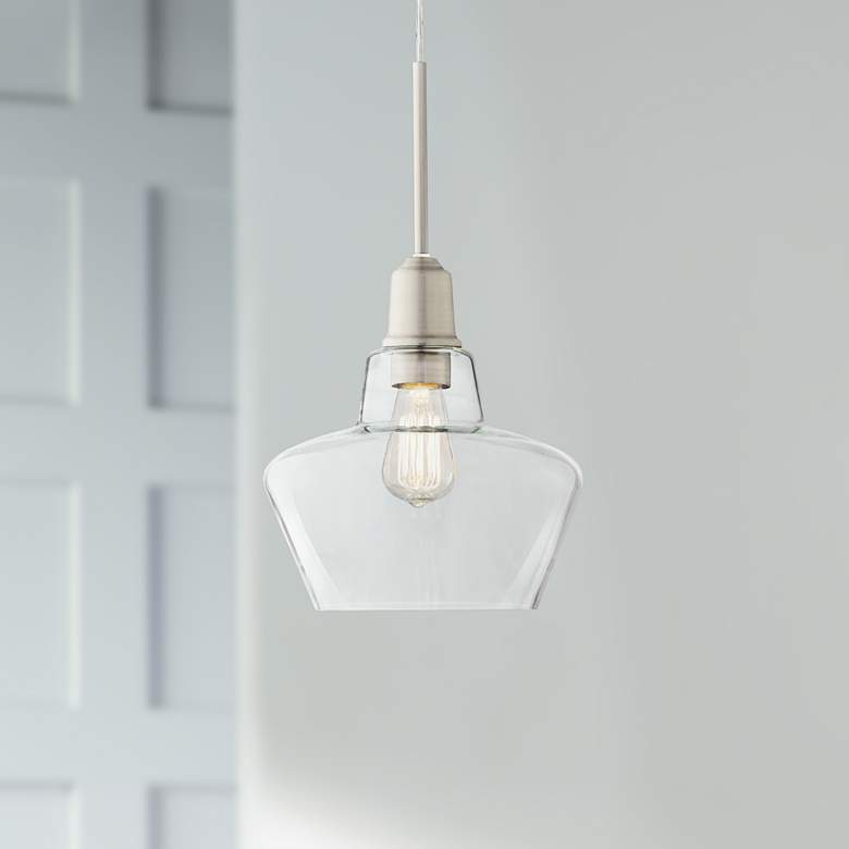 Image 1 Madoc 9 1/2 inch Wide Nickel and Clear Glass LED Mini Pendant