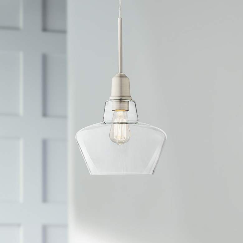 Image 1 Madoc 9 1/2" Wide Nickel and Clear Glass LED Mini Pendant