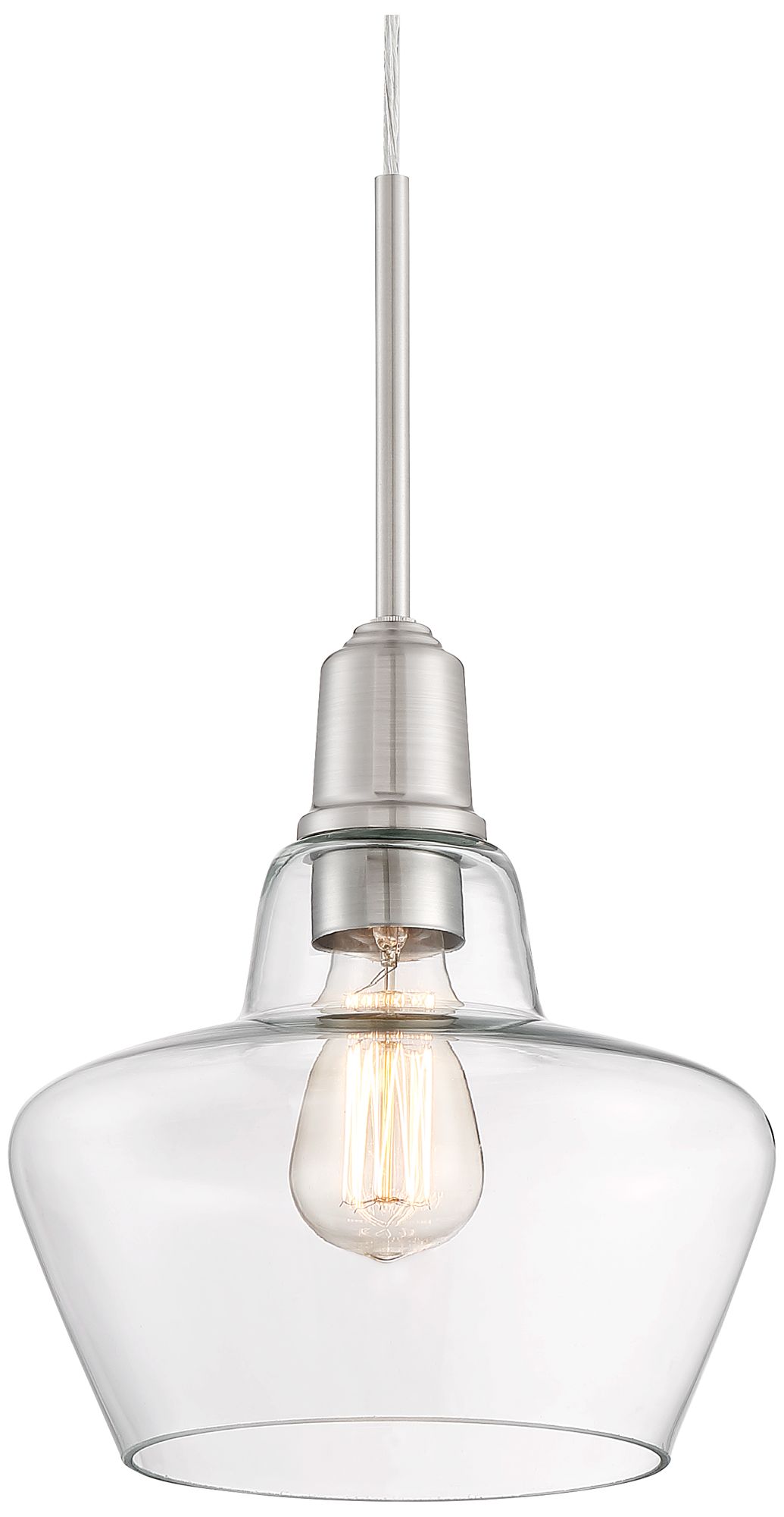 Madoc 9 3/4"W Brushed Nickel and Clear Glass Mini Pendant