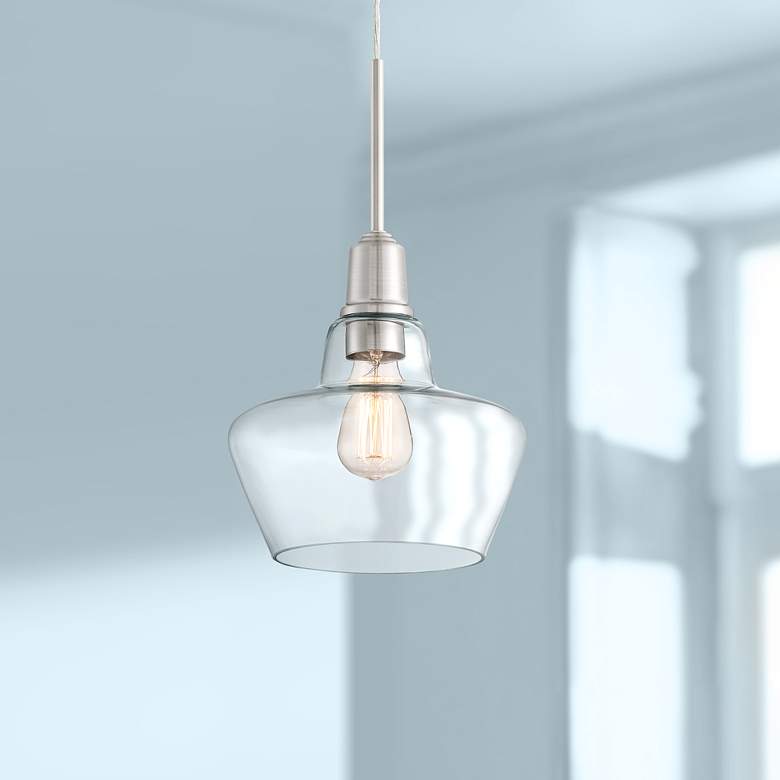 Image 1 Madoc 9 3/4 inchW Brushed Nickel and Clear Glass Mini Pendant