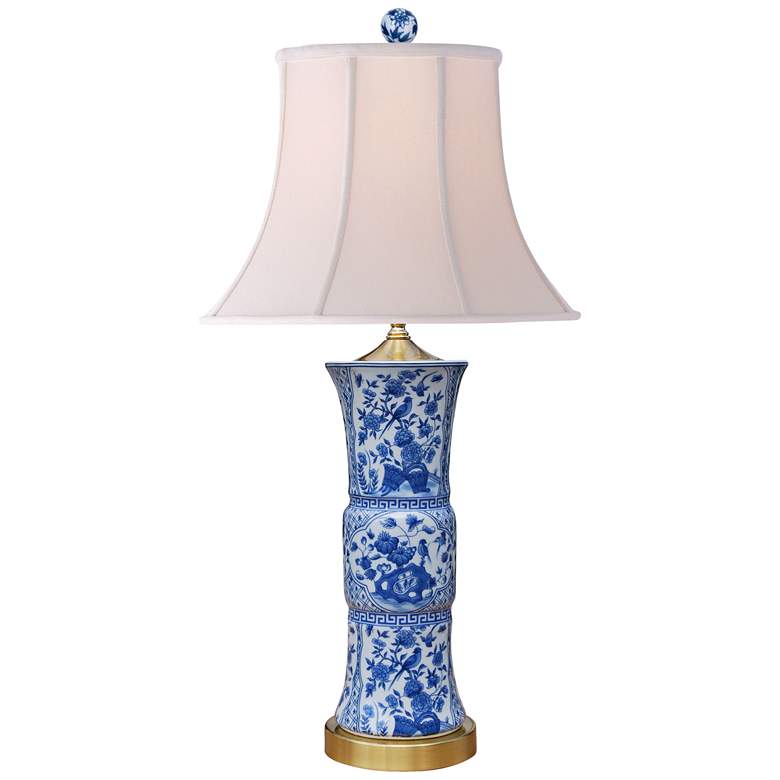 Image 1 Madrena Blue and White English Drum Vase Table Lamp
