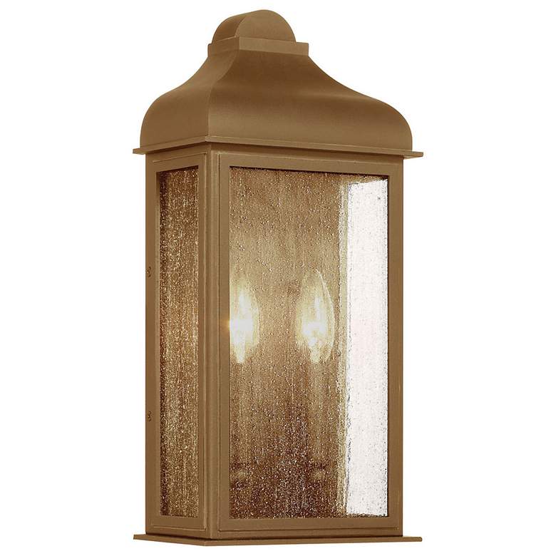 Image 2 Madrid 16"H 2-Light Weathered Brass Outdoor Wall Sconce w/ Clear Shade more views