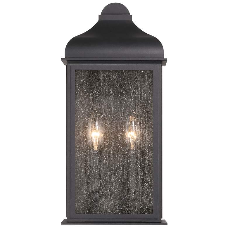 Image 2 Madrid 16" High 2-Light Black Outdoor Wall Sconce w/ Clear Shade more views