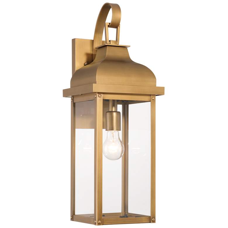 Image 1 Madrid 17.5" High Weathered Brass Outdoor Wall Sconce w/ Clear Shade