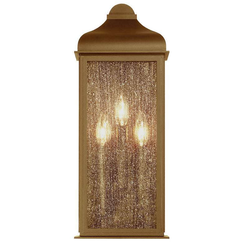 Image 2 Madrid 19"H 3-Light Weathered Brass Outdoor Wall Sconce w/ Clear Shade more views