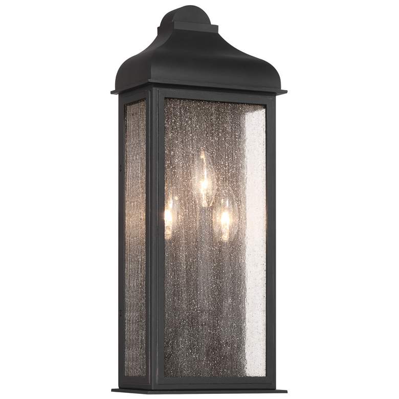 Image 1 Madrid 19" High 3-Light Black Outdoor Wall Sconce w/ Clear Shade
