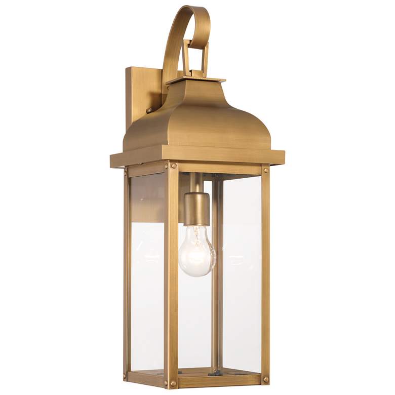 Image 1 Madrid 23.38"H Weathered Brass Outdoor Wall Sconce w/ Clear Shade