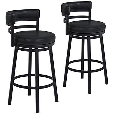 Madrid 26 1/2" Black Faux Leather Swivel Counter Stools Set of 2