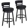 1_Madrid 26 1/2" Black Faux Leather Swivel Counter Stools Set of 2