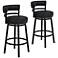 Madrid 26 1/2" Black Faux Leather Swivel Counter Stools Set of 2