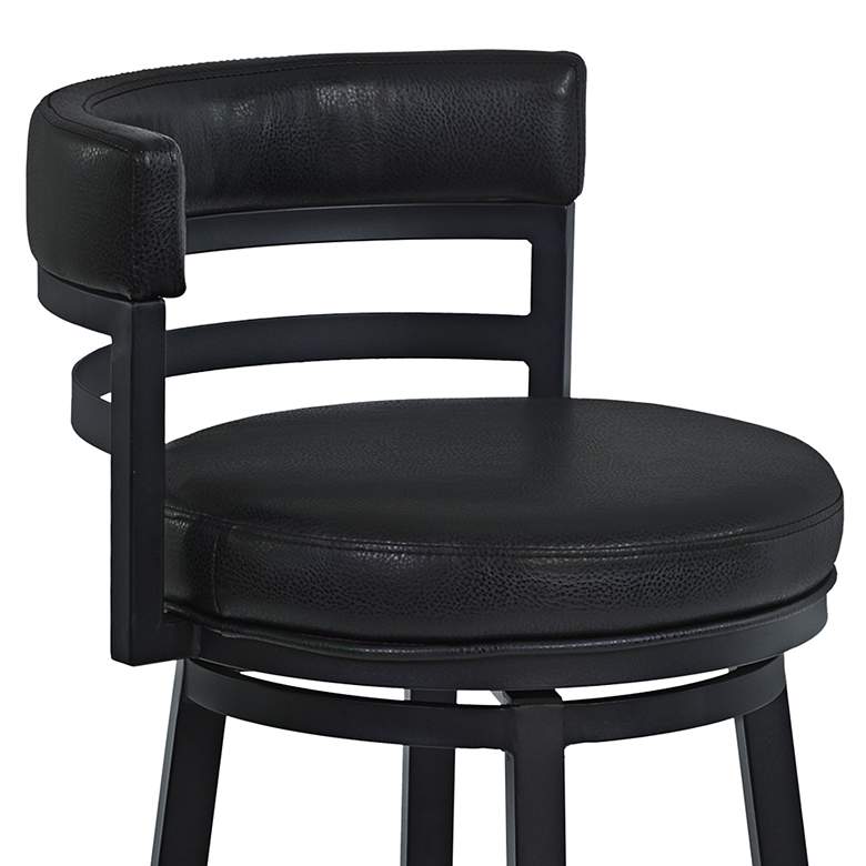Image 2 Madrid 26 1/2" Black Faux Leather Swivel Counter Stools Set of 2 more views