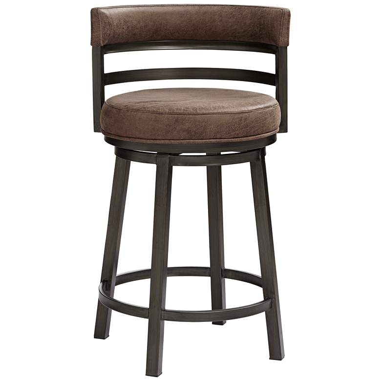 Image 6 Madrid 26 1/2" Bandero Tobacco Fabric Swivel Counter Stool more views
