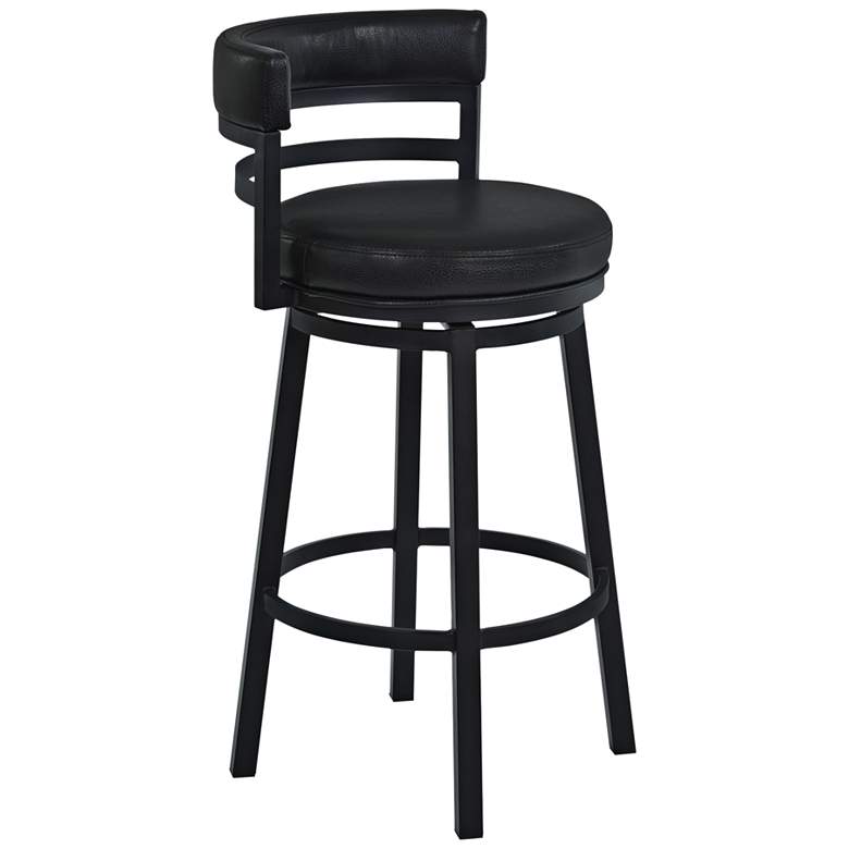 Image 2 Madrid 26 1/2 inch Ford Black Faux Leather Swivel Counter Stool