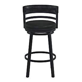 Image5 of Madrid 26 1/2" Ford Black Faux Leather Swivel Counter Stool more views