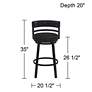 Madrid 26 1/2" Ford Black Faux Leather Swivel Counter Stool